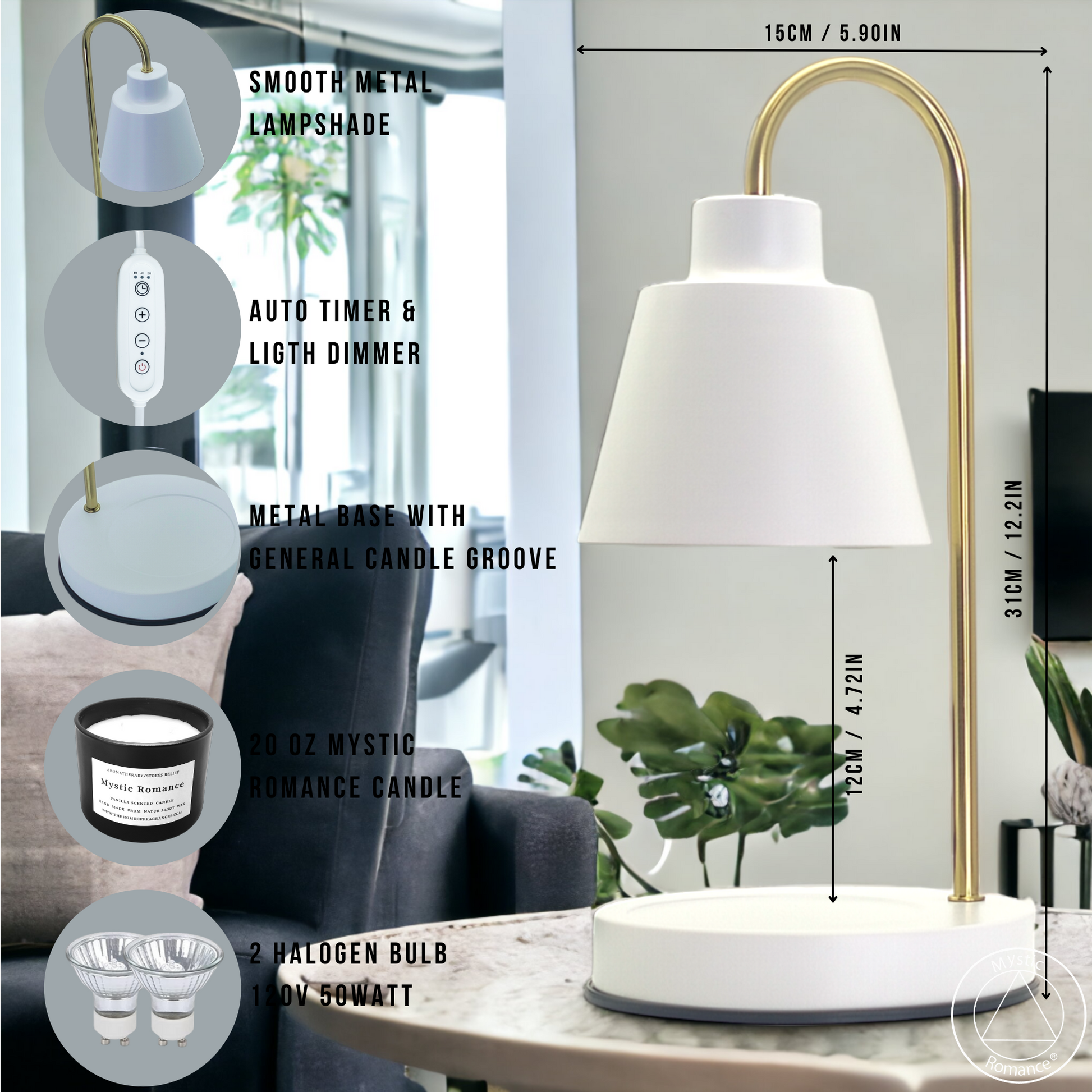 69141 Candle Warmer Lamp - DiAroma by Mystic Romance