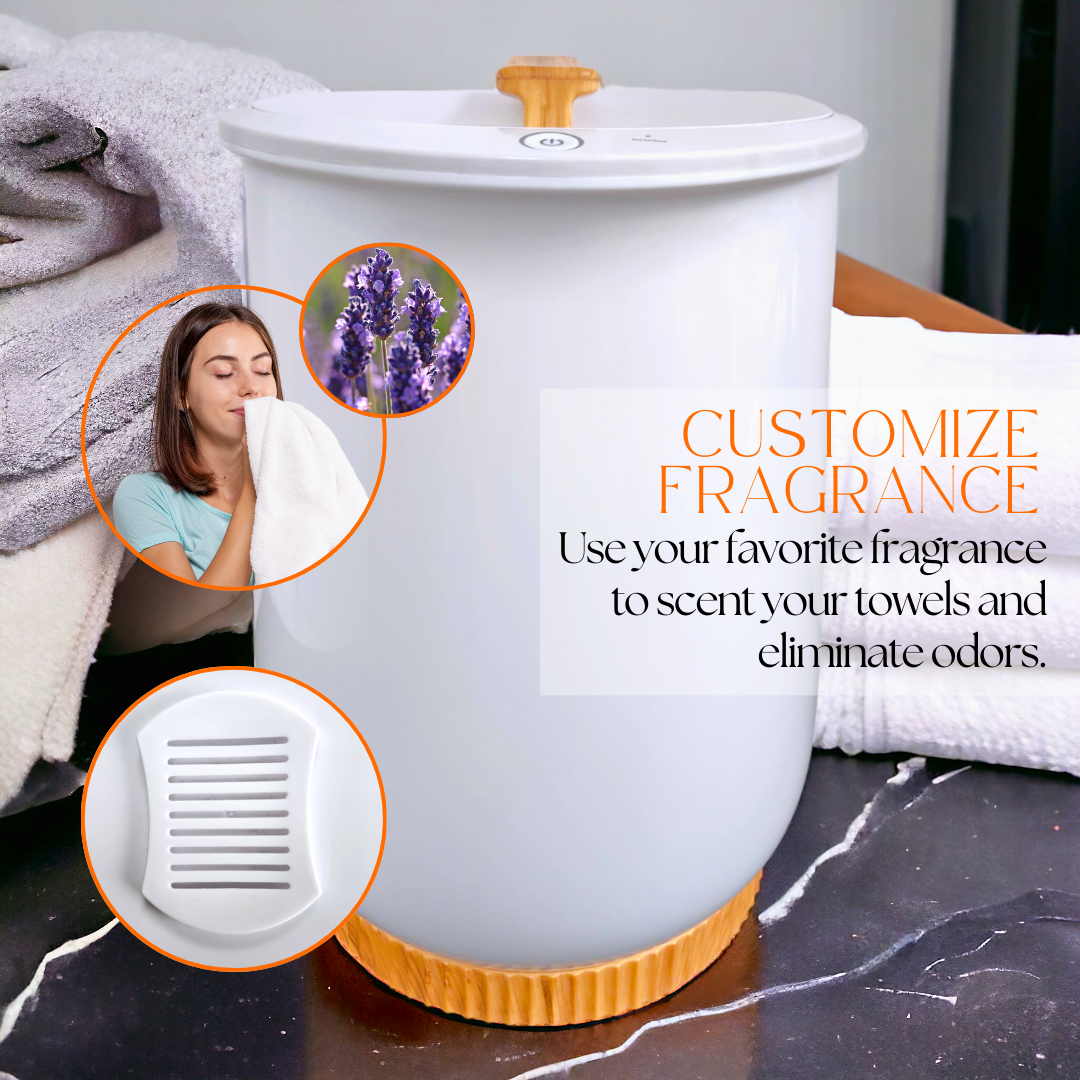Di'Aroma® Towel Warmer 69798 - DiAroma by Mystic Romance.
This bucket-style warmer can accommodate two 40" X 70" bath towels, bathrobes, blankets, and more. With dimensions of 13" (L) x 13" (W) x 19" (H) and a total capacity of 20 L, it is designed to meet the needs of the whole family.