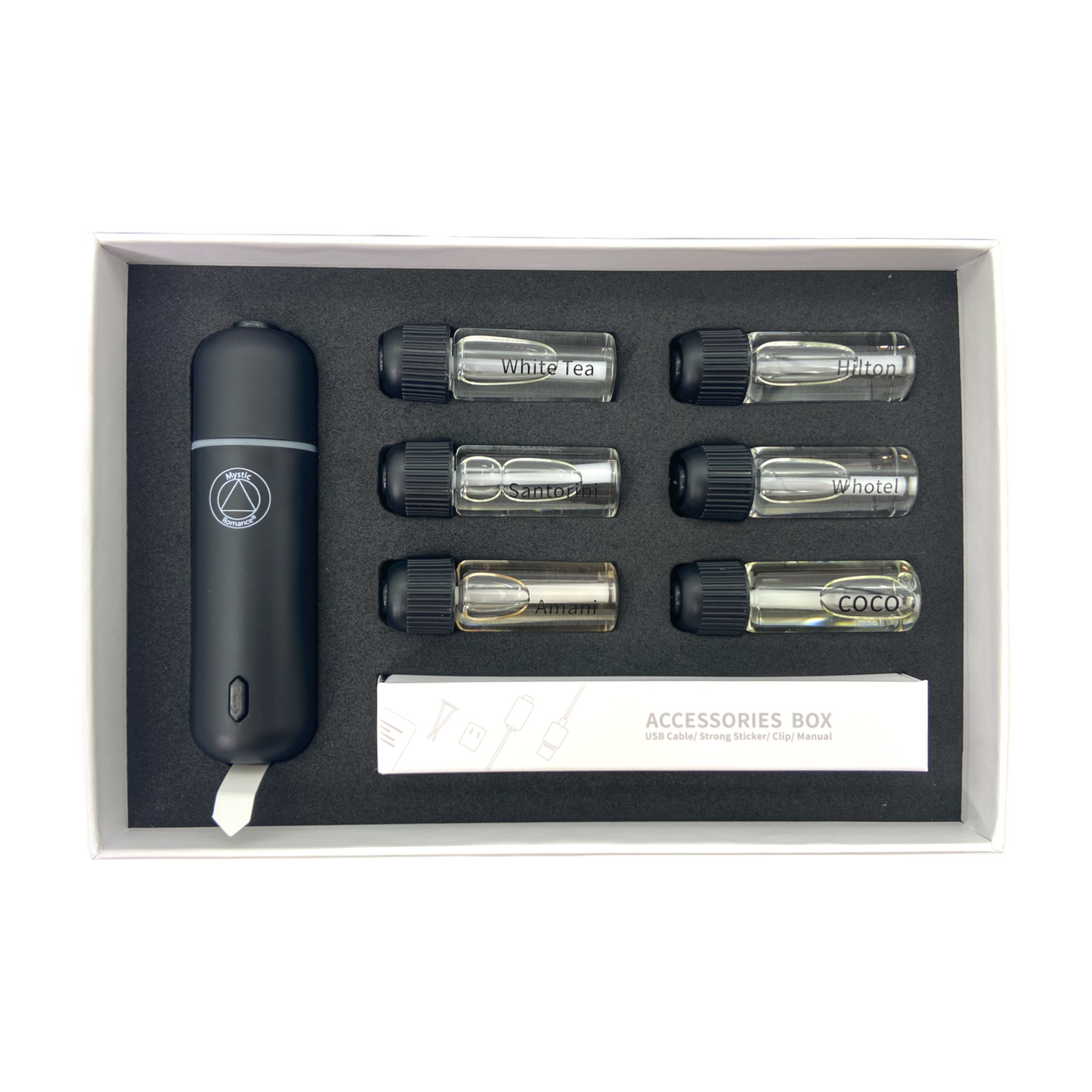 ULTRASONIC CAR AROMA DIFFUSER SET 6 Fragrances 69008 - DiAroma by Mystic Romance