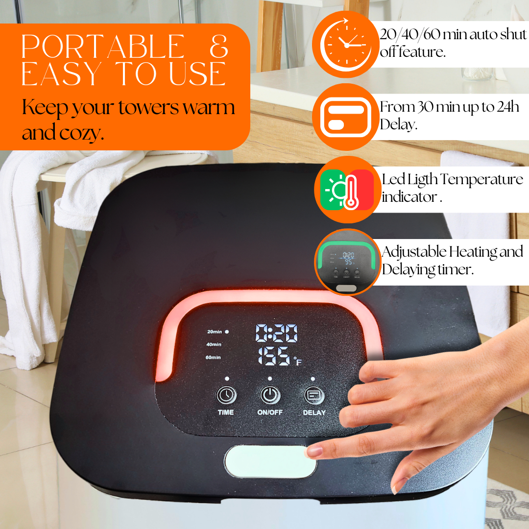 Di'Aroma® Towel Warmer 69888 - DiAroma by Mystic Romance. Experience quick heating in just 1 minute, reaching high temperatures within 6 minutes. The Luxury Bucket Towel Warmer features a 3 button control with up to 60 minutes of delay and heating time, ensuring options of use.