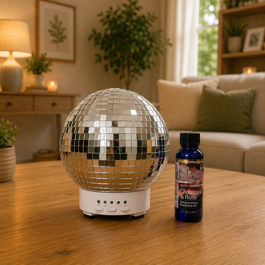 3D Mirror Ball Ultrasonic Aroma Diffuser 200ml – Fragrance Oil Diffuser with Rotating LED Light & Remote Control 75107