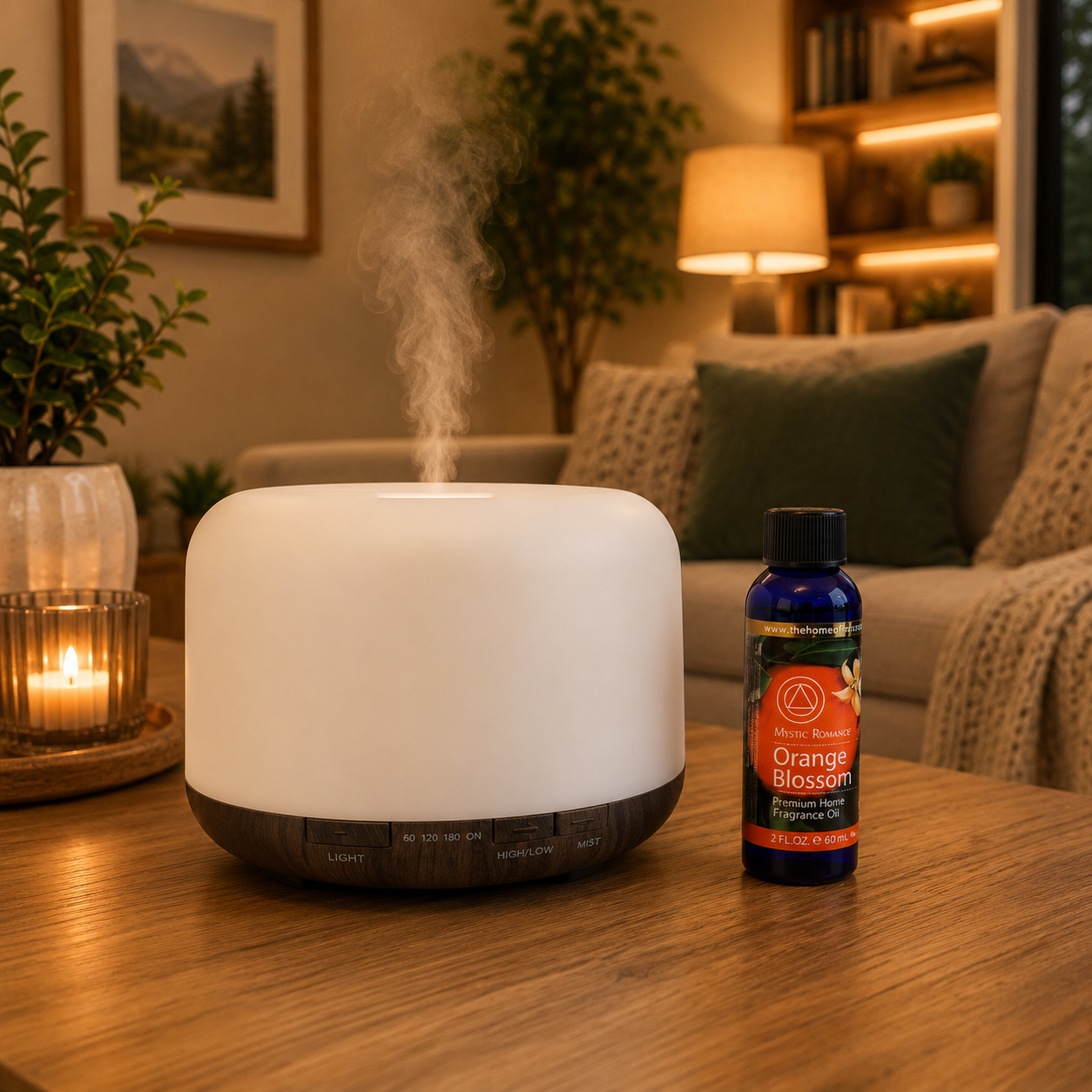 Ultrasonic Aroma Diffuser 500ml – Fragrance Oil Diffuser with LED Light & Adjustable Mist 69408