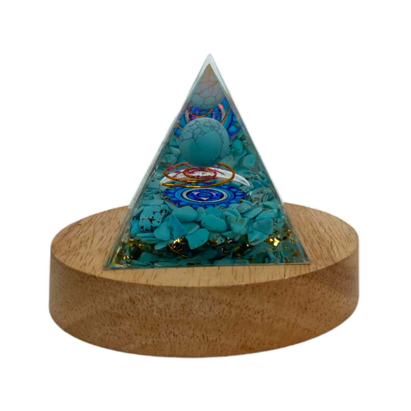 68695 Orgon with wooden vase LED light 6x6x6 cm - DiAroma by Mystic Romance