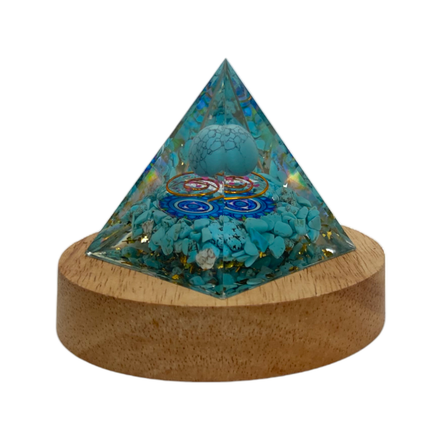 68695 Orgon with wooden vase LED light 6x6x6 cm - DiAroma by Mystic Romance