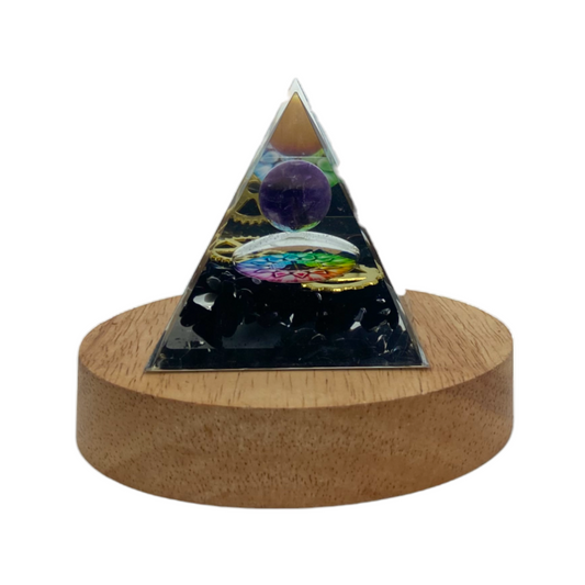 68696 Orgon with wooden vase LED Light 6x6x6 cm - DiAroma by Mystic Romance
