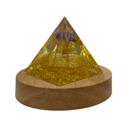 68697 Orgon with wooden vase LED light 7 color 6x6x6 cm - DiAroma by Mystic Romance