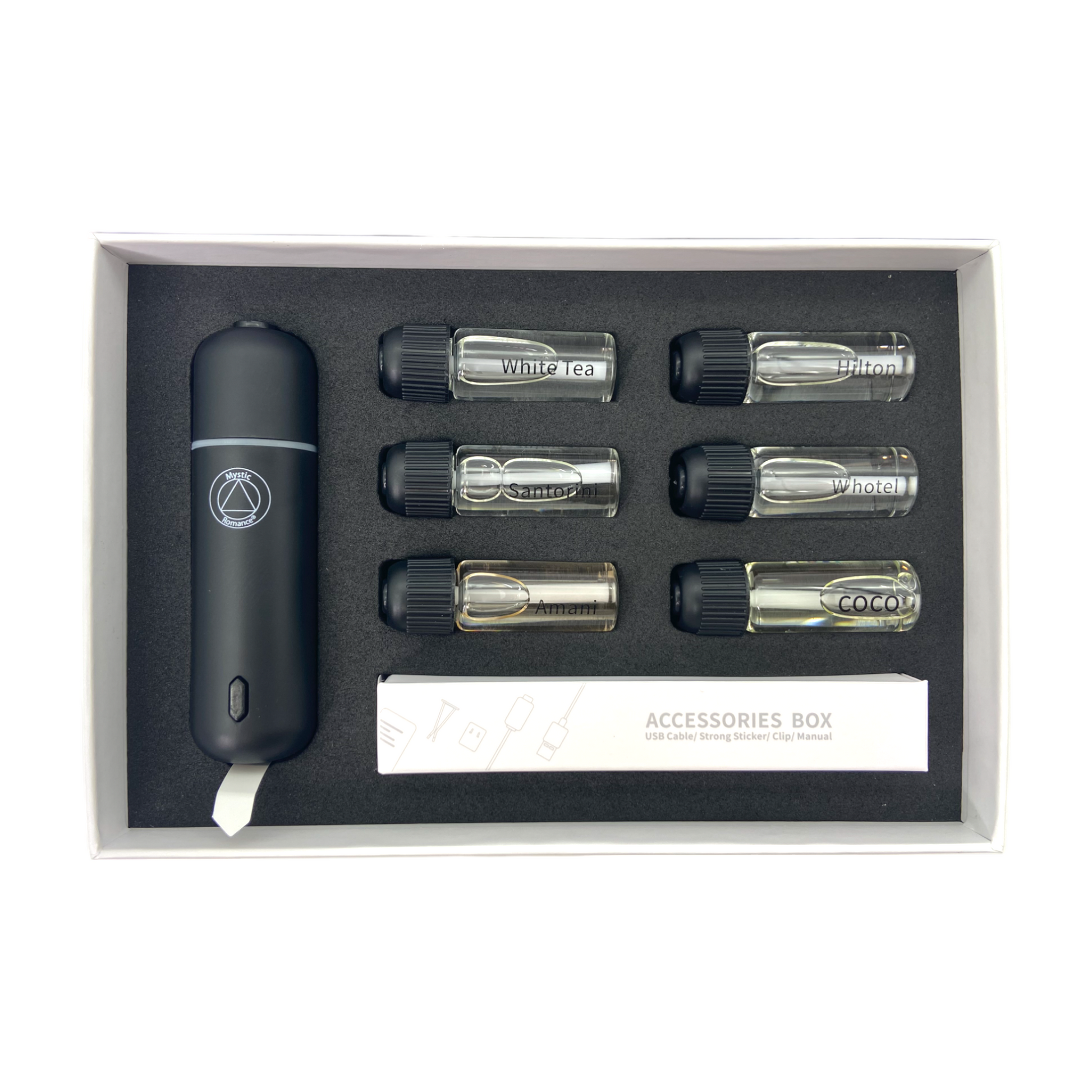 ULTRASONIC CAR AROMA DIFFUSER SET 6 Fragrances 69008 - DiAroma by Mystic Romance