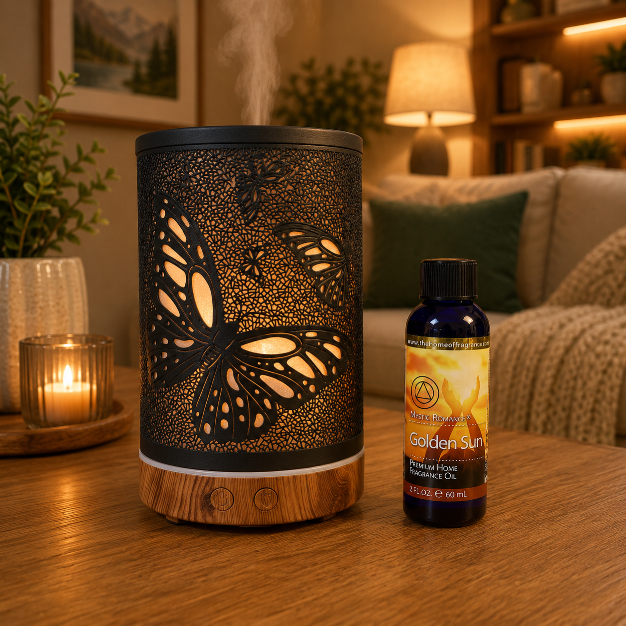 Butterfly Ultrasonic Aroma Diffuser 100ml – Decorative Fragrance Oil Diffuser with LED Ambient Light 69346