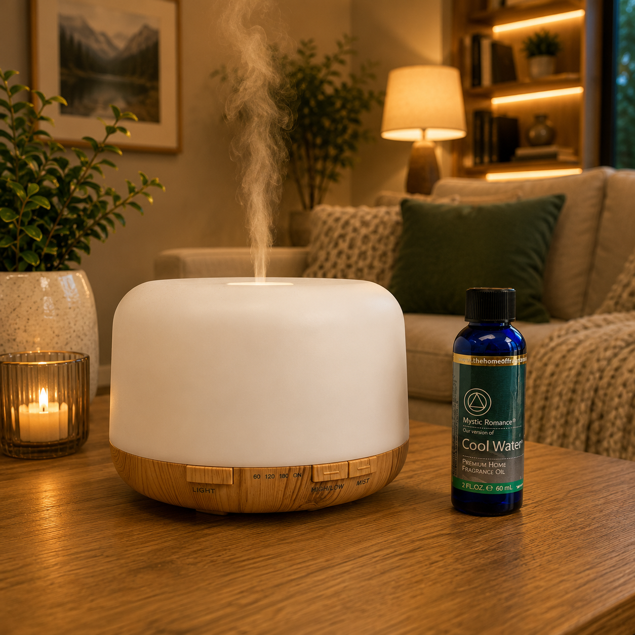 Ultrasonic Aroma Diffuser 500ml – Fragrance Oil Diffuser with LED Light & Adjustable Mist 69407