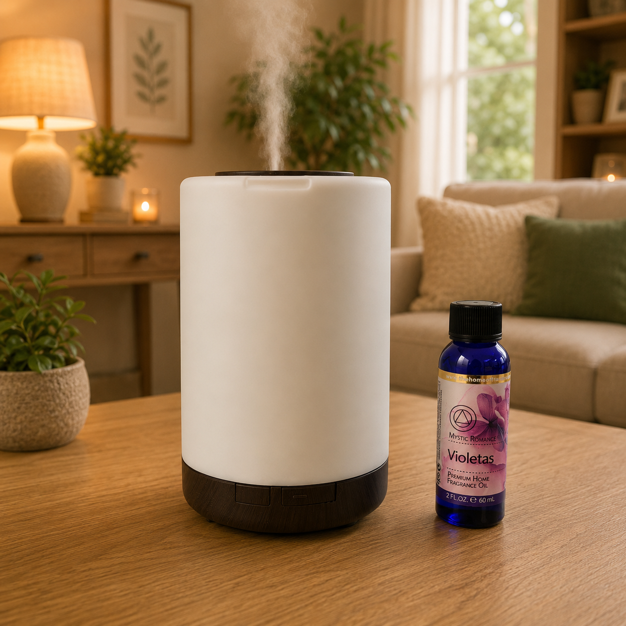 Ultrasonic Aroma Diffuser 300ml – Modern Fragrance Oil Diffuser with LED Light & Timer 66217