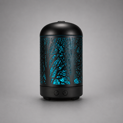 Ultrasonic Aroma Diffuser 100ml – Fragrance Oil Diffuser with LED Light & Decorative Metal Cover 65766