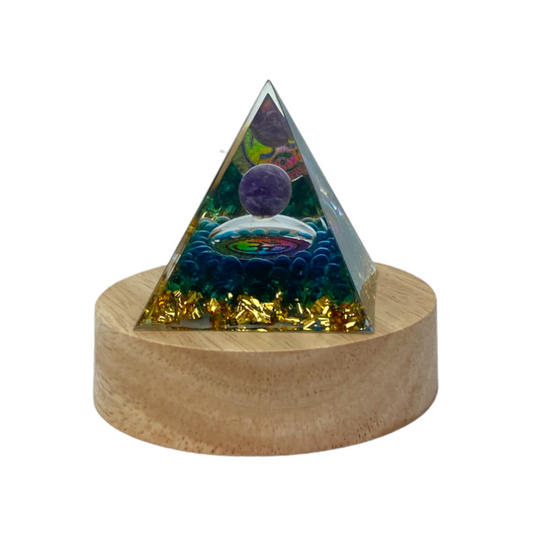 68691 Orgon with wooden base LED light 5x5x5 - DiAroma by Mystic Romance