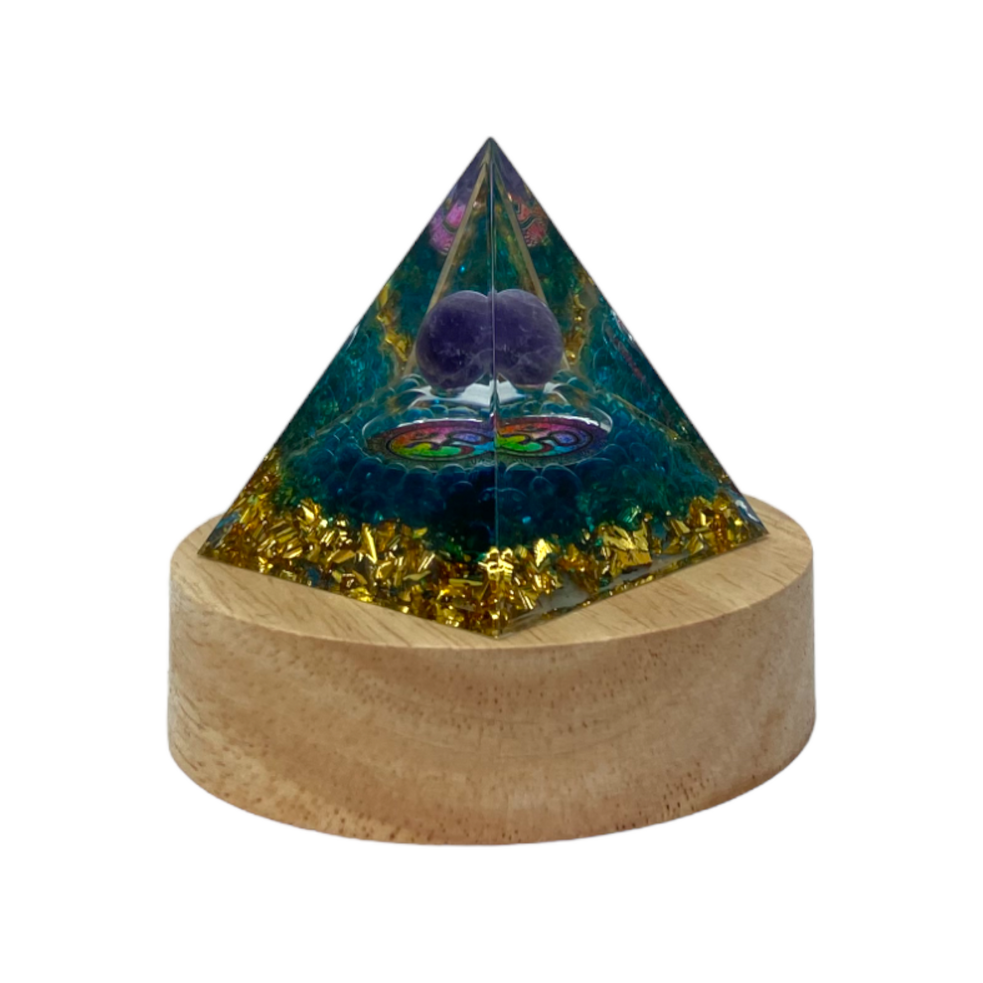 68691 Orgon with wooden base LED light 5x5x5 - DiAroma by Mystic Romance