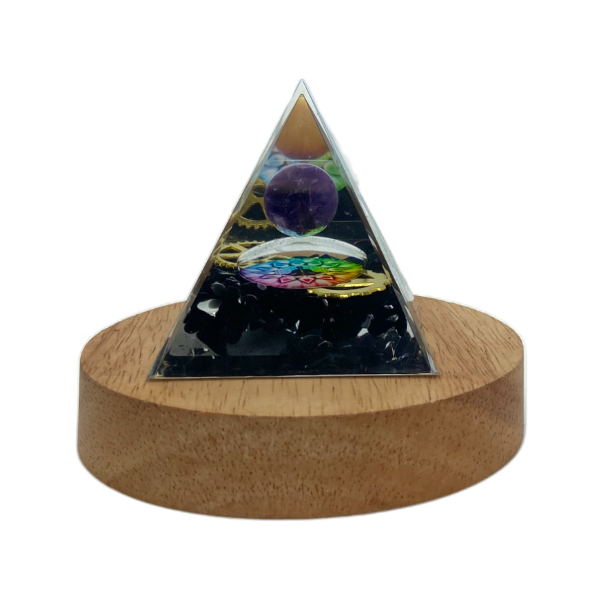 68696 Orgon with wooden vase LED Light 6x6x6 cm - DiAroma by Mystic Romance