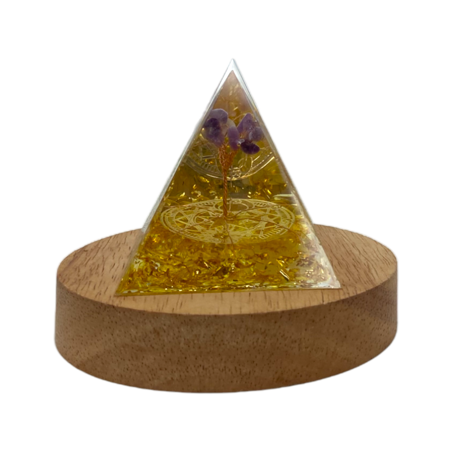 68697 Orgon with wooden vase LED light 7 color 6x6x6 cm - DiAroma by Mystic Romance